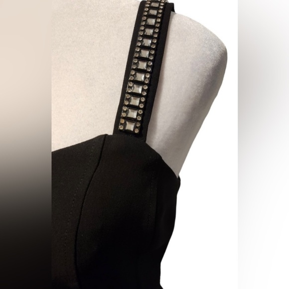 Evan Picone Black Cocktail Dress with Rhinestone Detailed Straps size 14 - Picture 7 of 10